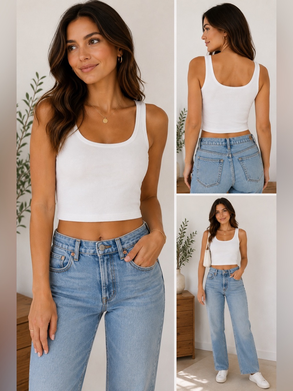 Madewell White Ribbed Tank Top Supima Cotton Scoop Neck Sleeveless Size Medium